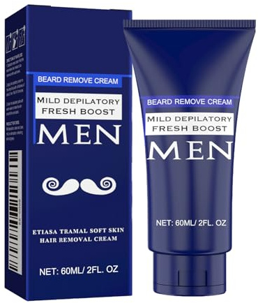 Crema Depilatoria Facial | 60ml Crema Depilatoria Sin Dolor para Hombres | Facial para Todo Tipo de Pieles Sensibles Segura | Cuidado Personal Rostro Piernas Pecho Espalda Zona