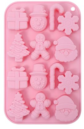 natalizi in silicone, 14 cavità, antiaderenti, forme natalizie, per pasticceria, artigianato, torte, fondente, cibo, caramelle, sapone, biscotti