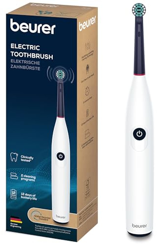 Beurer TB 15 Elektrische Zahnbürste, 2 Putzmodi für gründliche Zahnpflege, recycelte Materialien, effektive Plaque Entfernung, 2-Minuten-Timer, 1 Aufsteckbürste, klinisch getestet