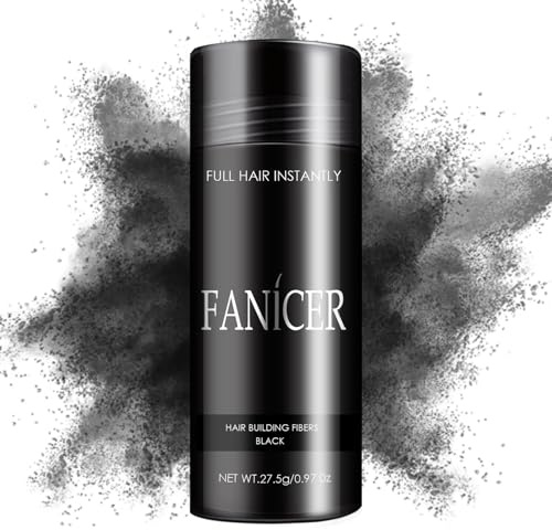 27.5g Poudre densifiante cheveux,Fibres Capillaires Poudre,Fibre capillaire pour cheveux clairsemés,Volume et Épaisseur Instantanés,pour Coiffure Homme et Femme(Noir)