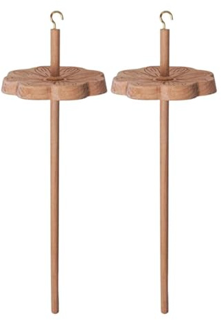 LLINthy 2Pcs Wood Drop Spindle Hand Spinner Tool For Enthusiasts Crafting Wood Weaving Whorl Yarn Tool Wool Spindle