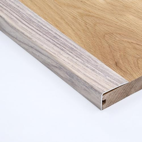 Generisch 3,6 cm breite Treppenkantenleiste aus Metall mit Holzmaserung, 76,2 cm Treppenkantenprofil für Teppich- und Fliesenstufen, L-förmige Treppenschutzleisten (C 81,3 cm)