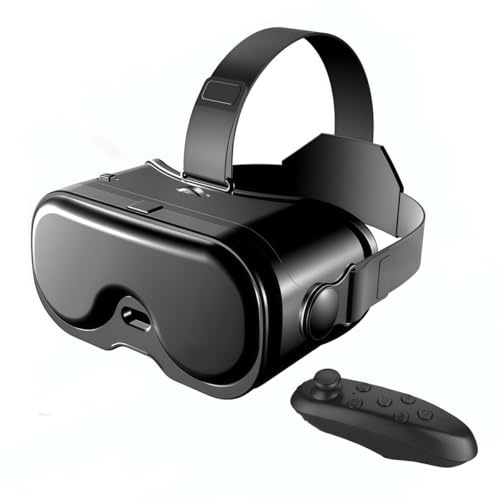 VBESTLIFE Cuffie VR per Telefoni Android IOS, Occhiali VR 3D Anti Luce Blu Regolabili FOV a 120° con Controller Bluetooth per Film di Gioco Virtuali (BLACK)