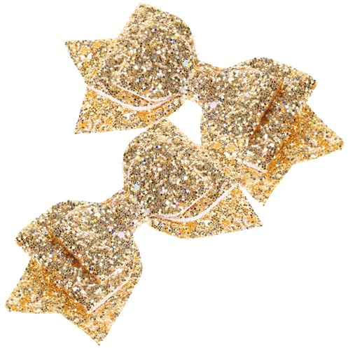VILLCASE Lot de 2 Pinces à Cheveux pour Femmes Nœud Pailleté Doré, Tissu Doux, Facile à Porter, Accessoires Adorables pour Anniversaire ou Rendez-