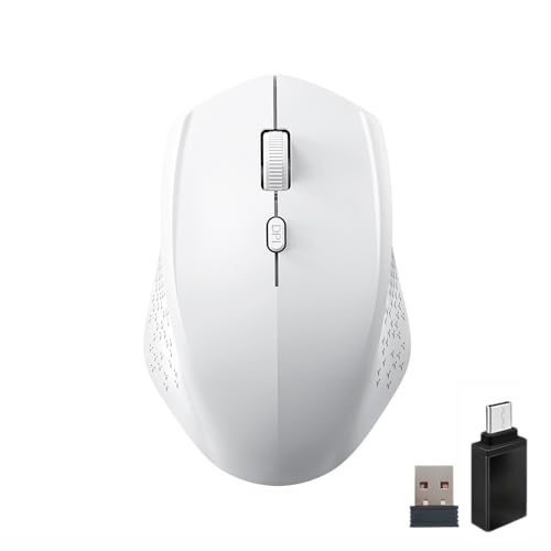 Wowssyo Kabellose Maus, 2.4G-USB & Bluetooth Maus Dual Mode funkmaus, Ergonomische Maus PC mit Einstellbarer DPI 800/1200/1600, Wireless Mouse Für Laptop, PC, iOS, Android, iPad, Windows - Weiß