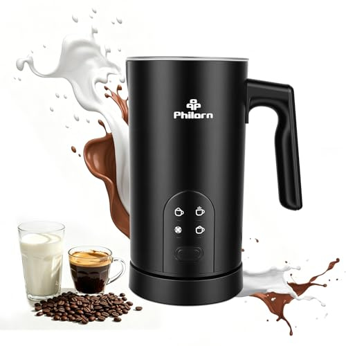 Philorn 4-in-1 Electric Milk Frother and Steamer, 350ml Capacity | Frothing & Heating Hot & Cold Milk Foam 350ml Capacity Non-Stick Interior For Cappuccinos, Lattes, Macchiatos