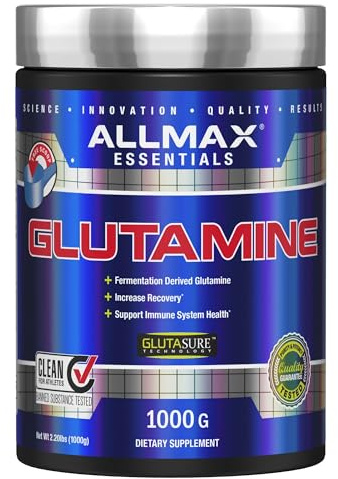 ALLMAX L Glutamine Powder 1000g, Fermented L-Glutamine Powder Pure, Unflavored Glutamine Supplement for Gut Health, Recovery & Immune Support, Vegan, Gluten Free