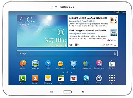 Samsung Galaxy Tab 3 25,7 cm (10,1 Zoll) Tablet (Intel Atom Z2560, 1,6GHz, 1GB RAM, 16GB interner Speicher, 3,2 Megapixel Kamera, 3G, WiFi, Android 4.2) weiß