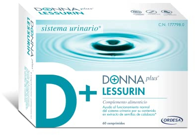 DONNAplus Lessurin | Complemento Alimenticio Para el Sistema Urinario y Pérdidas de Orina con Semillas de Calabaza e Isoflavonas de Soja - 60 comprimidos