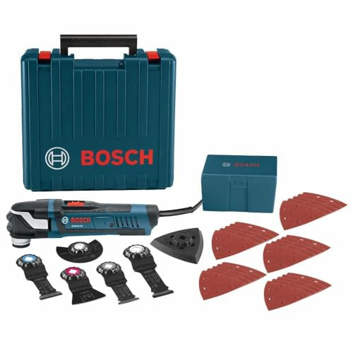 BOSCH GOP40-30C StarlockPlus - Kit multiherramienta oscilante (32 accesorios y estuche) - Motor de 4.0 amperios, 20.000 oscilaciones por minuto, dial de velocidad variable - para cortes empotrados,