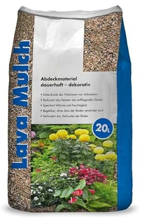 Hamann Lava-Mulch Rot 16-32 mm 20 l - Dauerhaft dekorativ - Boden bleibt frisch und Wird vor Austrocknung geschützt