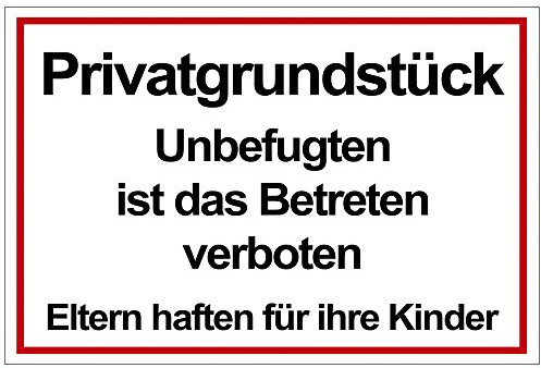 Schild Privatgrundstück, Alu-Dibond, 140x200 mm | 3 mm stark, wetterfest