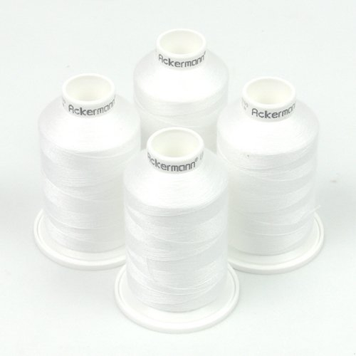 Ackermann 4X 1.000m UNIVERSAL NÄHGARN, Stärke 120, Qualitätsgarn, Overlock Garn, Garn für Overlock-Nähmaschinen (0700 Weiß)