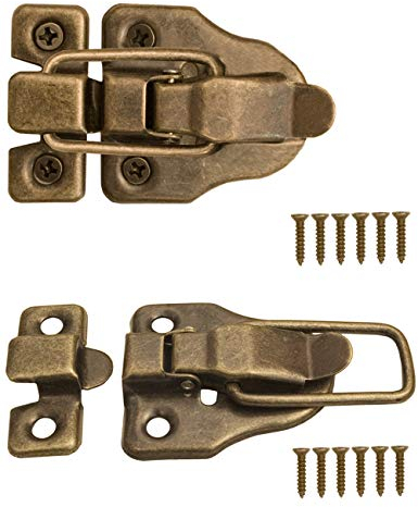 FUXXER 2x Verschlüsse für Truhen und Kisten im Vintage Messing Design, 59 mm x 40 mm