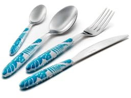 Eme Posaterie Vetrina 24Pz Salvaspazio Vero Jungle Turchese Made In Italy Nickel Free