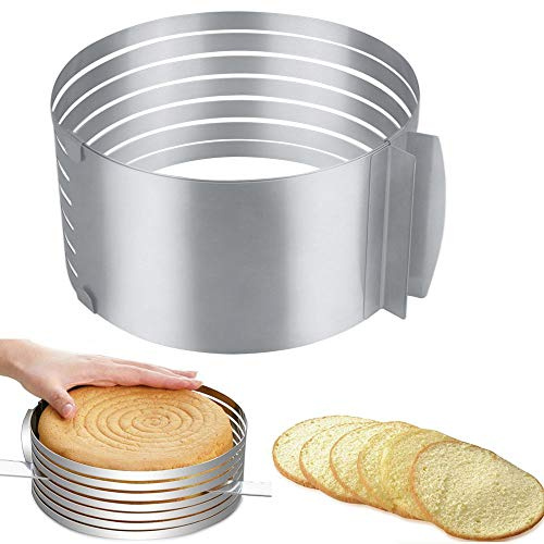 KBNIAN Cortador de Anillos y Rebanador de Pastel Ajustable en Capas - Acero Inoxidable, Diámetro 16-20cm - Para Pan y Torta
