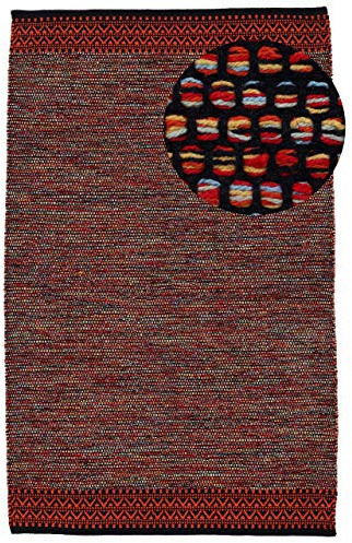 carpetfine Baumwollteppich Kelim Mia Orange 240x340 cm | Moderner Teppich für Wohn- und Schlafzimmer