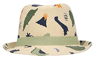 Sterntaler Strohhut Dino - Cooler Sommer Hut mit allover Dinos und Ripsband - UV-Schutz 50+ Sonnenhut - Jungen Hut - Baby uind Kinder Kopfbedeckung Strand - sand,Größe 49