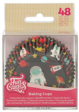 FunCakes Baking Cups Cupcake- und Muffinförmchen, Space, 48 Stück | Für Muffins und Cupcakes, Fettdicht, Hergestellt aus hochwertigem Papier, Lebensmittelqualität, 5 cm Durchmesser, 3,2 cm Höhe