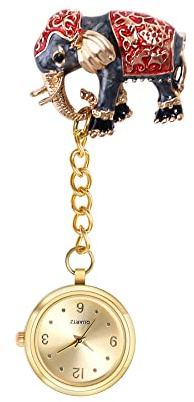 Avaner Krankenschwesteruhr Specht Eule Pflegeruhr Analog Quarzwerk FOB Pulsuhr Ansteckuhr Pfau Schmetterling Elefant Schwesternuhren mit Pin/Clip Set Arzt Doktor Medical Taschenuhr