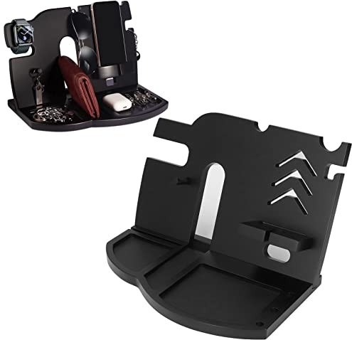Jenngaoo Telefon Dockingstation aus Holz, Nachttisch Ladestation Organizer Schreibtischablage Halter für Ohrhörer, Schlüssel, Brille, Uhr, Brieftasche