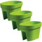 botle Juego de 3 cajas para balcón, jardineras, barandillas, balcones, macetas de barandilla, 39,5 cm, 12,3 L, color lima