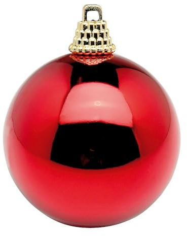 Deco Woerner Glänzende, rote Weihnachtskugeln aus Plastik, 8 cm Ø - 12 Stück