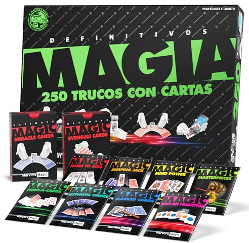 Marvin's Magic 250 Trucos de Cartas Mágicos - Niños y Adultos +8 años | Set de Trucos de Cartas, Ilusiones Fáciles de Aprender, Con Instrucciones, Para Niños y Adultos