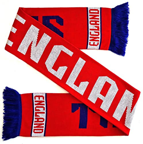 Euroscarves Unisex Fußball Strickschal, rot/weiß/blau, One Size