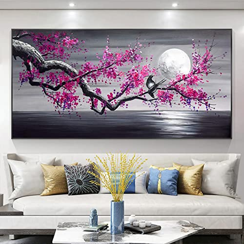 Trayosin Diamond Painting Erwachsene Blumen Diamant Painting Bilder Groß XXL Lila Blume Diamond Painting Set Full Drill Wandkunst Als Geschenk Und Wanddekoration Wohnzimmer Home Büro (120x50cm)