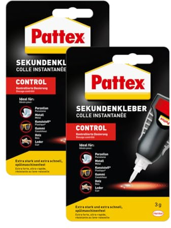 Pattex Sekundenkleber Matic, 2x3 g Flüssigkleber für extra schnelle, starke und flexible Sofortreparaturen im Haushalt, spülmaschinenresistent