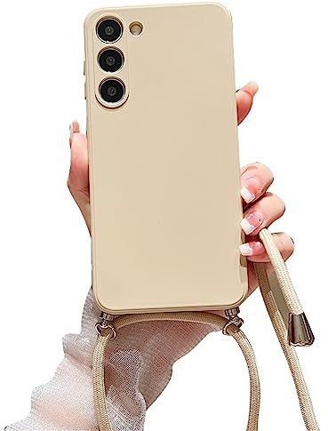 Alihtte Handykette Hülle für Samsung Galaxy S20 FE mit Kordel zum Umhängen Necklace Hülle Ultradünn Silicone Handyhülle mit Band Tasche TPU Bumper Schutzhülle für Galaxy S20 FE, Beige