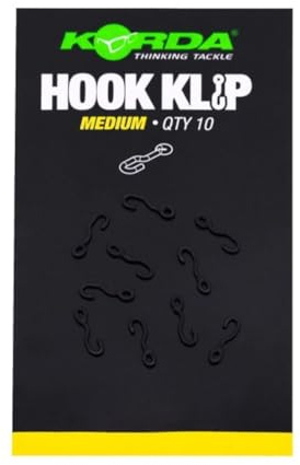Korda Hook Klip Medium 10 Stück – QC Schnellwechsel-Clip für schnellen Hakenwechsel bei Karpfen-Rigs (Spinner, Blowback, IQ-D) – Extrem Robust & Schwarz Vernickelt – Angelzubehör Endtackle