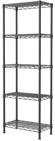 SINGAYE Metal Shelves Wire Shelving：Storage Rack Standing Units Shelf for Kitchen Laundry Bathroom Closet Organizers Pantry Narrow Mesh Adjustable 10 D x 16 W x 55 H Black