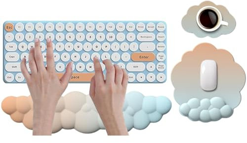 Tapis de souris en forme de nuage avec support de poignet en mousse à mémoire de forme pour clavier - Tapis de souris ergonomique pour le canal carpien - Soulagement de la douleur - Base antidérapante