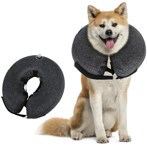 Aufblasbare Halskrause für Hunde & Katzen,Schutzkragen Hund mit Verstellbarer Klettverschluss Hundekragen Leckschutz für Genesung nach Operationen oder Wunden,Halskrause Hund leckschutz (M)