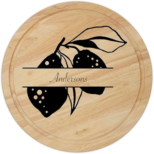 Personalised Chopping Board Cheese Board Wooden Cutting Board Wedding & Housewarming Gift Laser Engraved Custom Anniversary Mothers Day Gift for Couples & Families (Lemon)