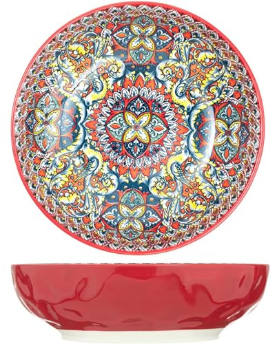 KKGUD Große Servierschalen, 25,4 cm, Keramikschalen für Nudeln, Salat, Suppe (1 Packung, rot)