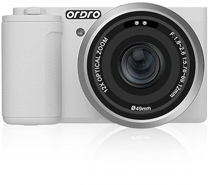 Ordro Fotocamera digitale G730 5K per fotografia 64MP autofocus AF/MF Point and Shoot Camera Camera Vlogging, Zoom ottico 12X 3.2 pollici 270 ° LCD Flip Screen Compact Camera (bianco)