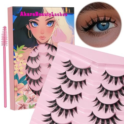 AKARA Wimpern Natürliche 7 Paare 3D Künstliche Wimpern Fake Lashes Faux Mink Falsche Wimpern(3D-BN12)