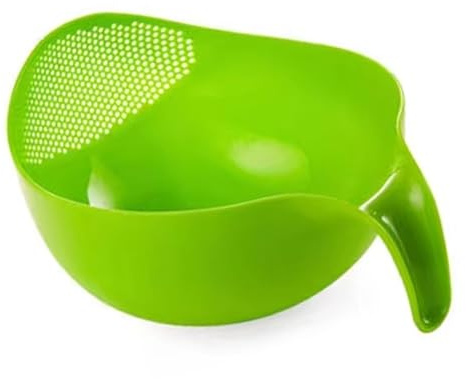 Grand Bol Passoire à Riz Wa | Passoire en Plastique pour Riz, Quinoa, V & Uits | Passoire de Cuisine avec Poignée | Panier de Drainage Efficace pour les Aliments (Grand Vert)