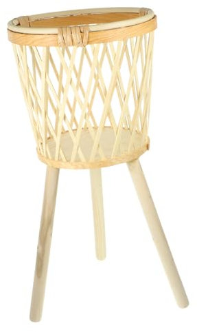 YARNOW Bonsai Shelf Bamboo Planter Basket Woven Plant Basket Indoor Outdoor Plant Pots Stand Flower Pot Rack