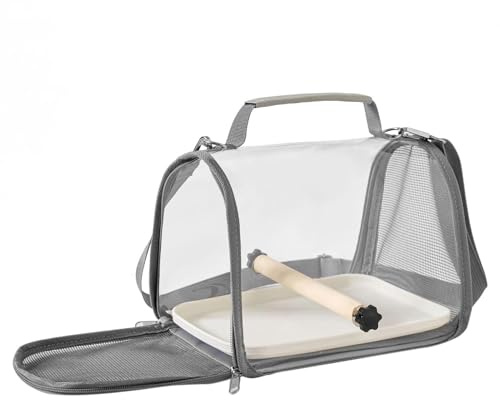 Borsa da viaggio per uccelli, trasportino per piccoli animali domestici, gabbia per il trasporto di calopsitte, con trespolo in piedi, per parrocchetti, piccioncini, calopsitte, 26 x 19 x 19 cm, 400 g