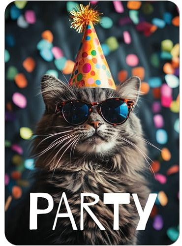 PACKLIST® Inviti Compleanno Gatto (12 Inviti) – Divertenti Biglietti Invito per Feste Bambini, Feste a Tema & Eventi Speciali. Che la Festa Abbia Inizio!