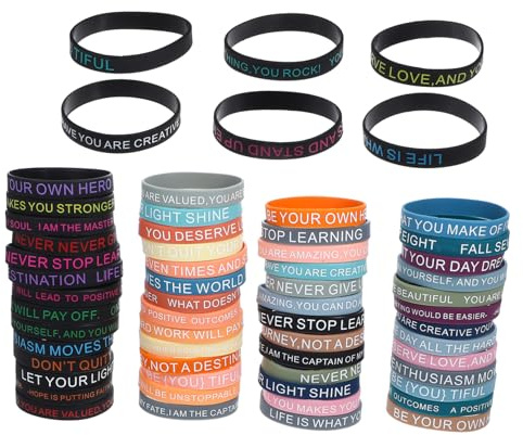 BESPORTBLE 100piezas Pulseras Flexibles De Silicona Motivacionales Unisex Bandas Elásticas Coloridas con Mensajes Inspiradores Cómodo para Muñecas para Eventos y Uso Diario