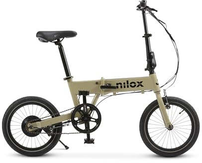 Nilox, Ebike J2, Bicicleta eléctrica Plegable, hasta 30 km de autonomía, hasta 25 km/h, Motor de 36 V/250 W y batería de 36 V-6 Ah, neumáticos de 16 x 2,1
