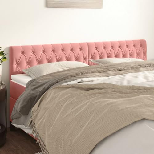 XINCXIN Kopfteil, wandpolster Bett wandkissen wandpolster headboard for Bed schlafzimmermöbel modern e 2 STK. Rosa 90x7x78/88 cm Samt