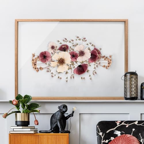 micasia Doppelglasrahmen ohne Rückwand Bilderrahmen Leerrahmen Eiche mit Glas - Made in Germany - Rahmen für gepresste Blumen Fotorahmen handgefertigt DIY Wohnzimmer Schlafzimmer Küche (40x30cm)