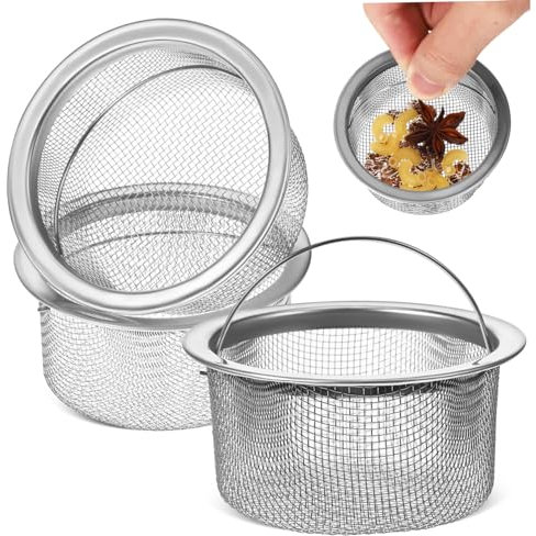 LOPUNER 3pcs Sink Basket Kitchen Sink Drain Filter Stainless Steel Drain Mesh Strainer Supplies Use