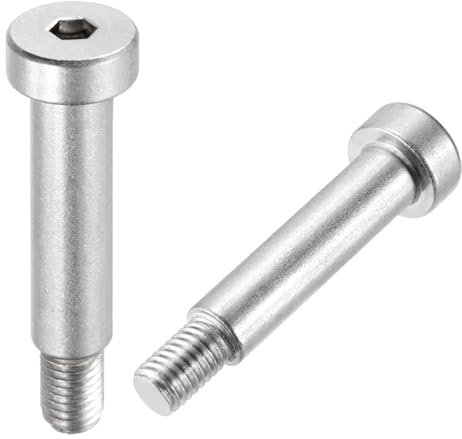 sourcing map 2 Pcs 304 Stainless Steel Shoulder Bolt 10mm Shoulder Dia 40mm Shoulder Length M8x1.25 Thread Hex Socket Shoulder Bolts for Hydraulic Injection Molding Machinery Industries